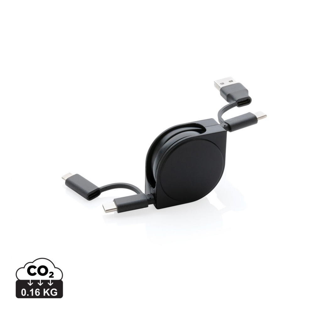 Logo trade promotional gifts image of: RCS standard recycled plastic and TPE 6-in-1 cable